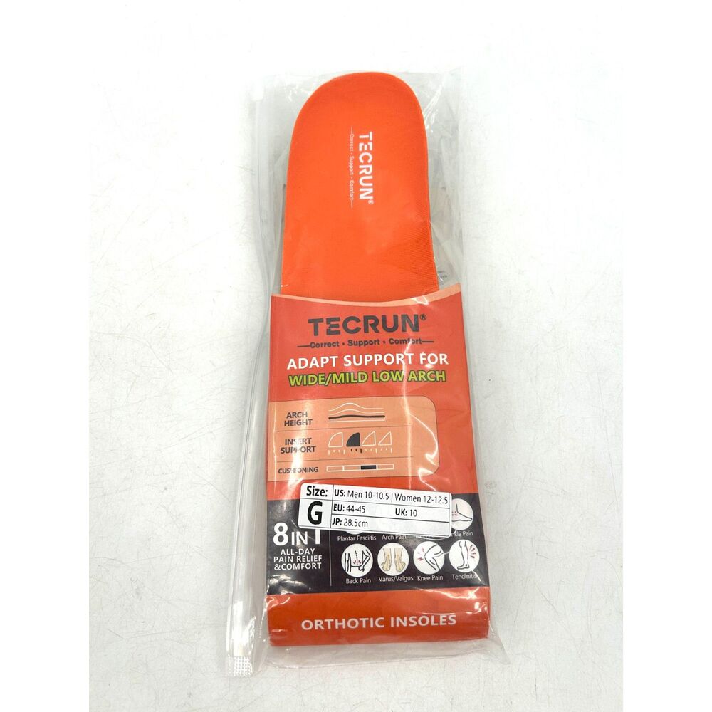 NWT TECRUN Wide / Low Arch Support Orthotic Shoe Insoles Size M 10 / W 12